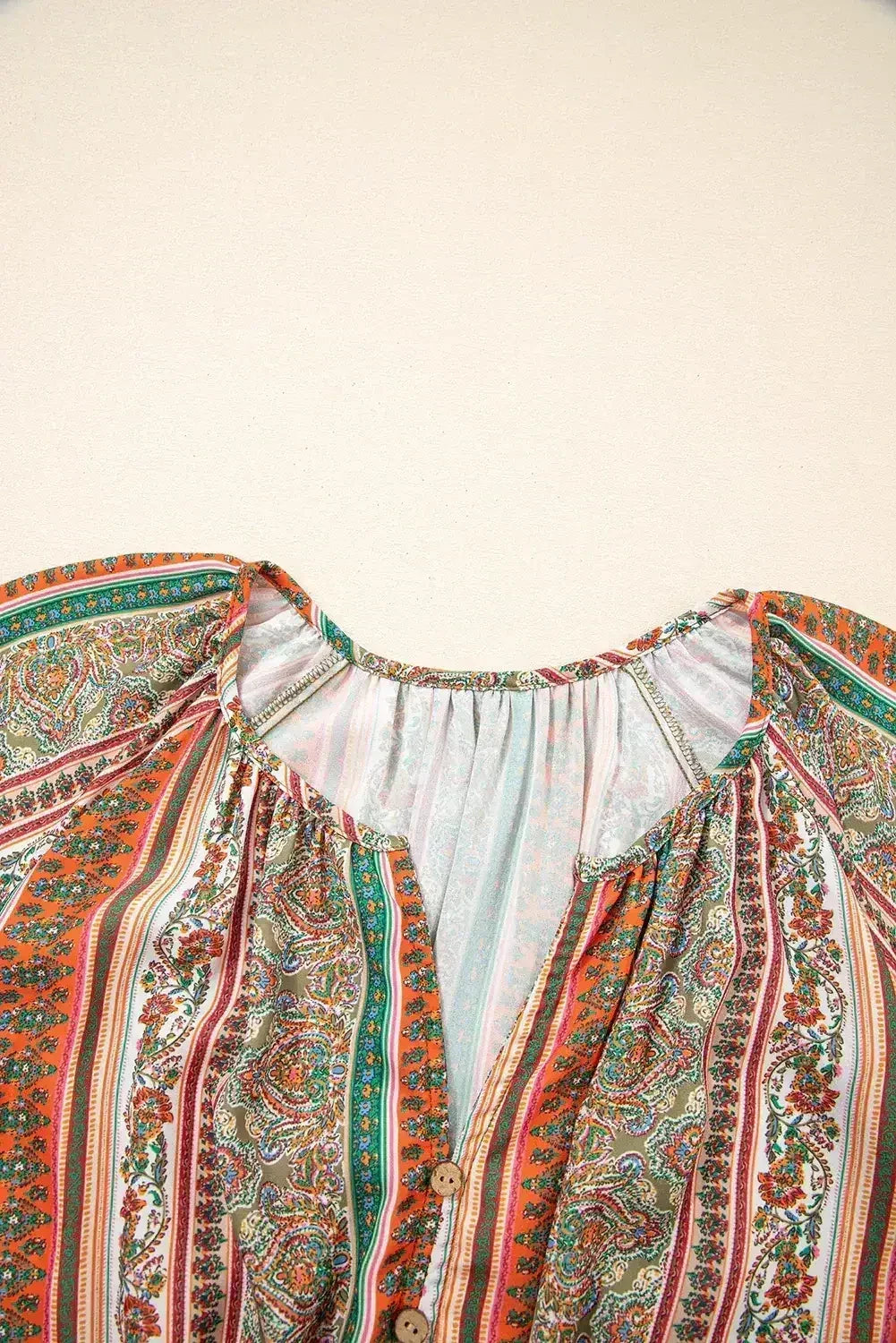 Red Bohemian Floral Print Buttoned V Neck Ruffle Tiered Dress - Femstylo