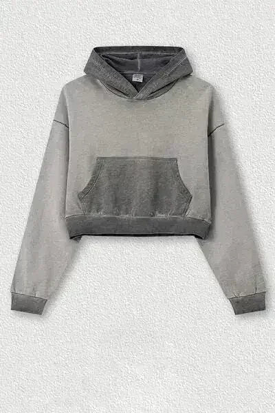Basic Bae Kangaroo Pocket Long Sleeve Cropped Hoodie - Femstylo