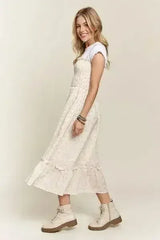 ADORA Smocked Floral Ruffled Hem Cami Dress - Femstylo