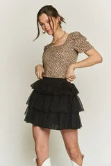 SOLID MESH TIERED SKIRTS - Femstylo