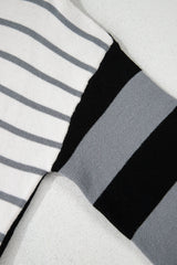Gray Striped Colorblock Pullover Sweater
