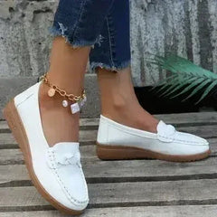 Wedge Heel Loafers - Woven PU Shoes | Femstylo - Femstylo