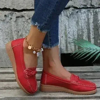 Wedge Heel Loafers - Woven PU Shoes | Femstylo - Femstylo