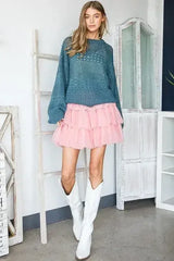 SOLID MESH TIERED SKIRTS - Femstylo