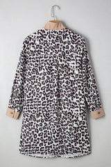 Multicolour Leopard Print Patchwork Collar Flowy Mini Dress