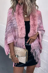 Open Front Fringe Hem Poncho - Femstylo