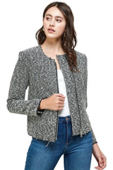 Textured Zip-Up Jacket – Casual Elegance - Femstylo
