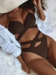 Crisscross Halter Neck Bikini Set - Femstylo