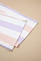 Purple Striped Colorblock High Waist Wide Leg Pants