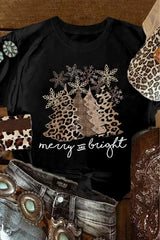White Leopard Christmas Tree Graphic Tee – Festive & Fierce Crewneck