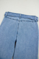 Beau Blue Vintage Washed Knot Belt Wide Leg Jeans