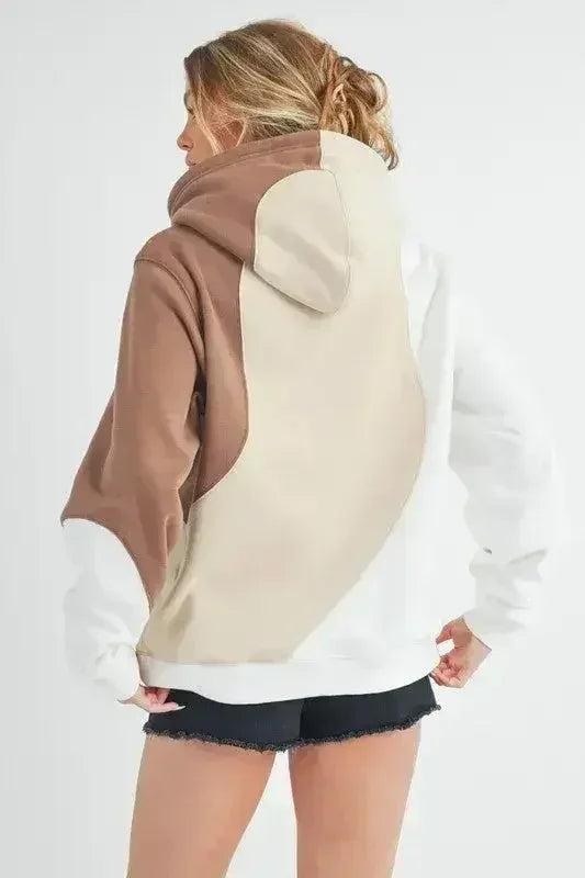 Color Block Hoodie - Kangaroo Pocket Pullover | Aemi + Co | Femstylo - Femstylo