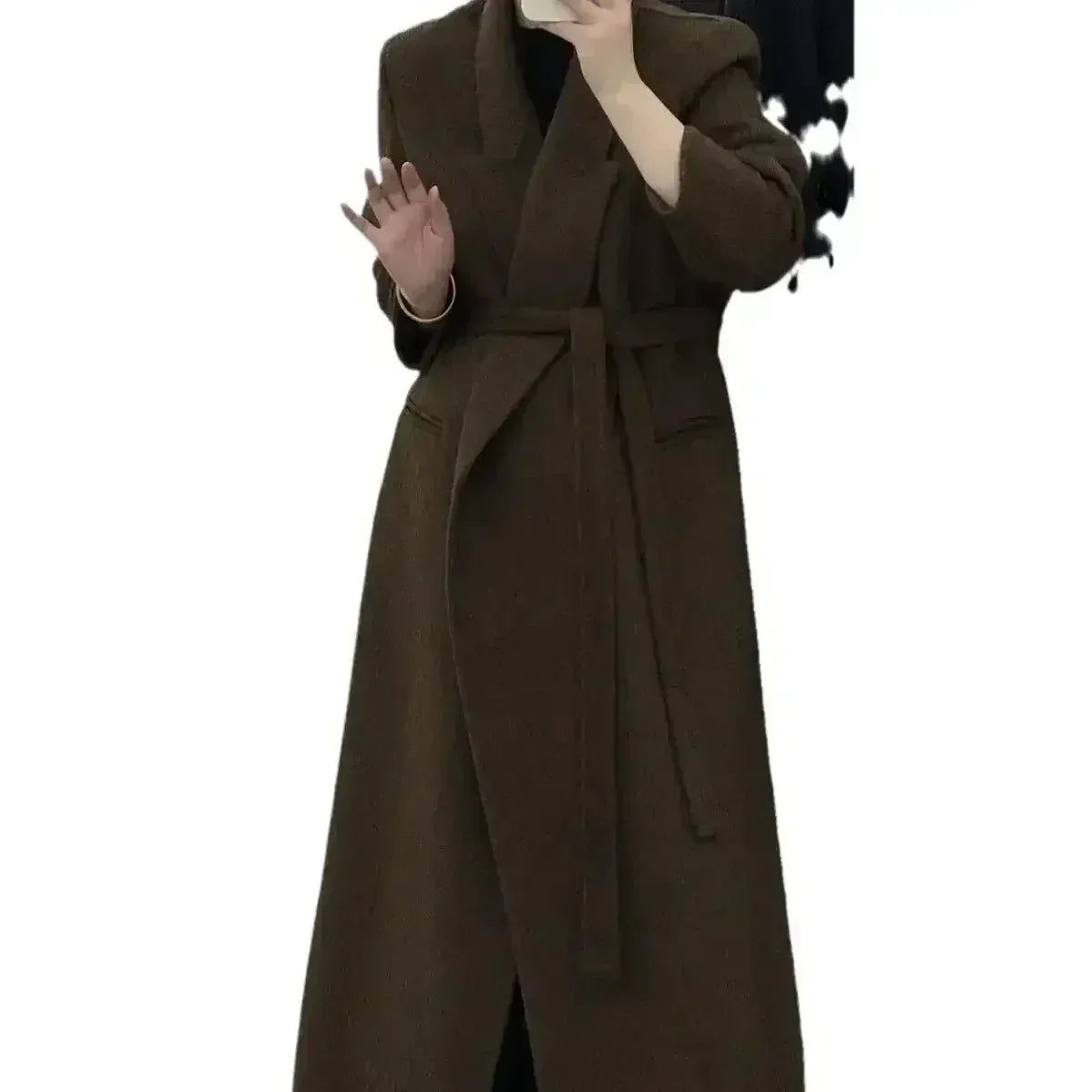 Angora Red Women's Loose Double-Sided Wool Overcoat – Elegant & Cozy - Femstylo