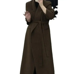 Angora Red Women's Loose Double-Sided Wool Overcoat – Elegant & Cozy - Femstylo