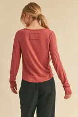 Ruched Front Long Sleeve T-Shirt - Slimming Top | Femstylo - Femstylo