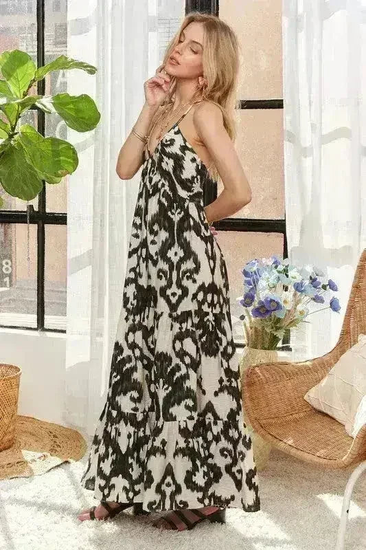 ADORA Crisscross Maxi Dress – Two-Tone V-Neck Evening Gown - Femstylo