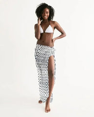 Sheer Swimsuit Cover Up Abstract Print Black and White - Femstylo