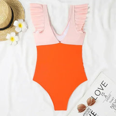 Black Color Block Cut Out Criss Cross One Piece Swimsuit - Femstylo