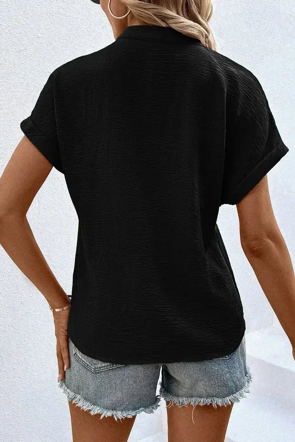 White Notched Neck Batwing Sleeve Blouse | Femstylo - Femstylo