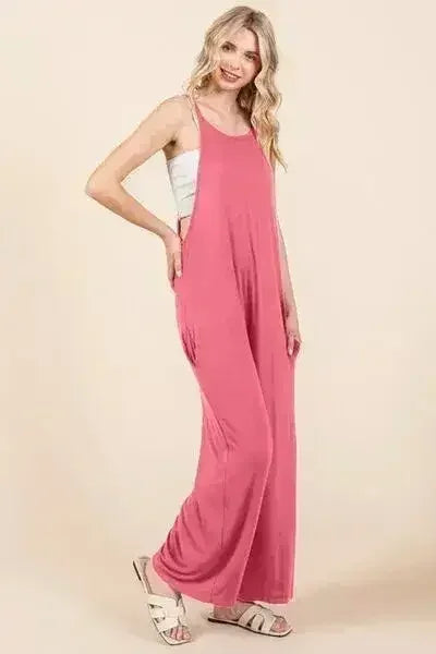 Culture Code Full Size Sleeveless Wide Leg Jumpsuit with Pockets - Femstylo