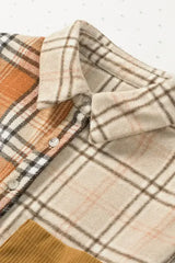 Plaid Color Block Patchwork Shirt Jacket with Pocket - Femstylo