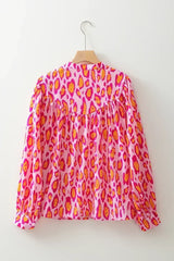 Light Leopard Print Balloon Sleeve Loose Blouse | Femstylo - Femstylo