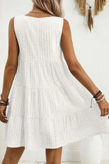 Light Blue Gingham High Waist Sleeveless Mini Dress - Femstylo