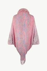Open Front Fringe Hem Poncho - Femstylo