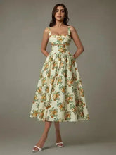 Lace Trim Floral Sleeveless Midi Dress - Femstylo