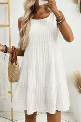 Light Blue Gingham High Waist Sleeveless Mini Dress - Femstylo