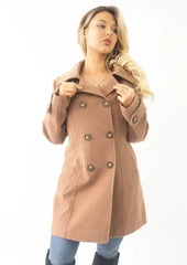 Wool Feel Double Breasted Hooded Coat - Femstylo