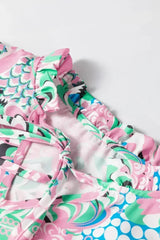 Green Floral V-Neck Blouse – Tied Detail & Loose Fit | Feminine Style - Femstylo