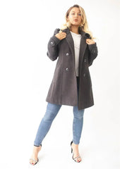Wool Feel Double Breasted Hooded Coat - Femstylo