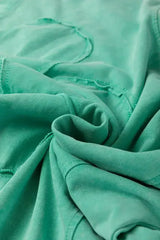 Sky Blue Mineral Wash Flower Patchwork Mini T Shirt Dress - Femstylo