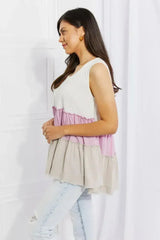 Lavender Color Block Baby doll Top - Sunset Design | Femstylo - Femstylo