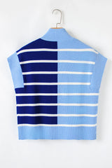 Black Stripe Quarter Zip Collar Knit Vest