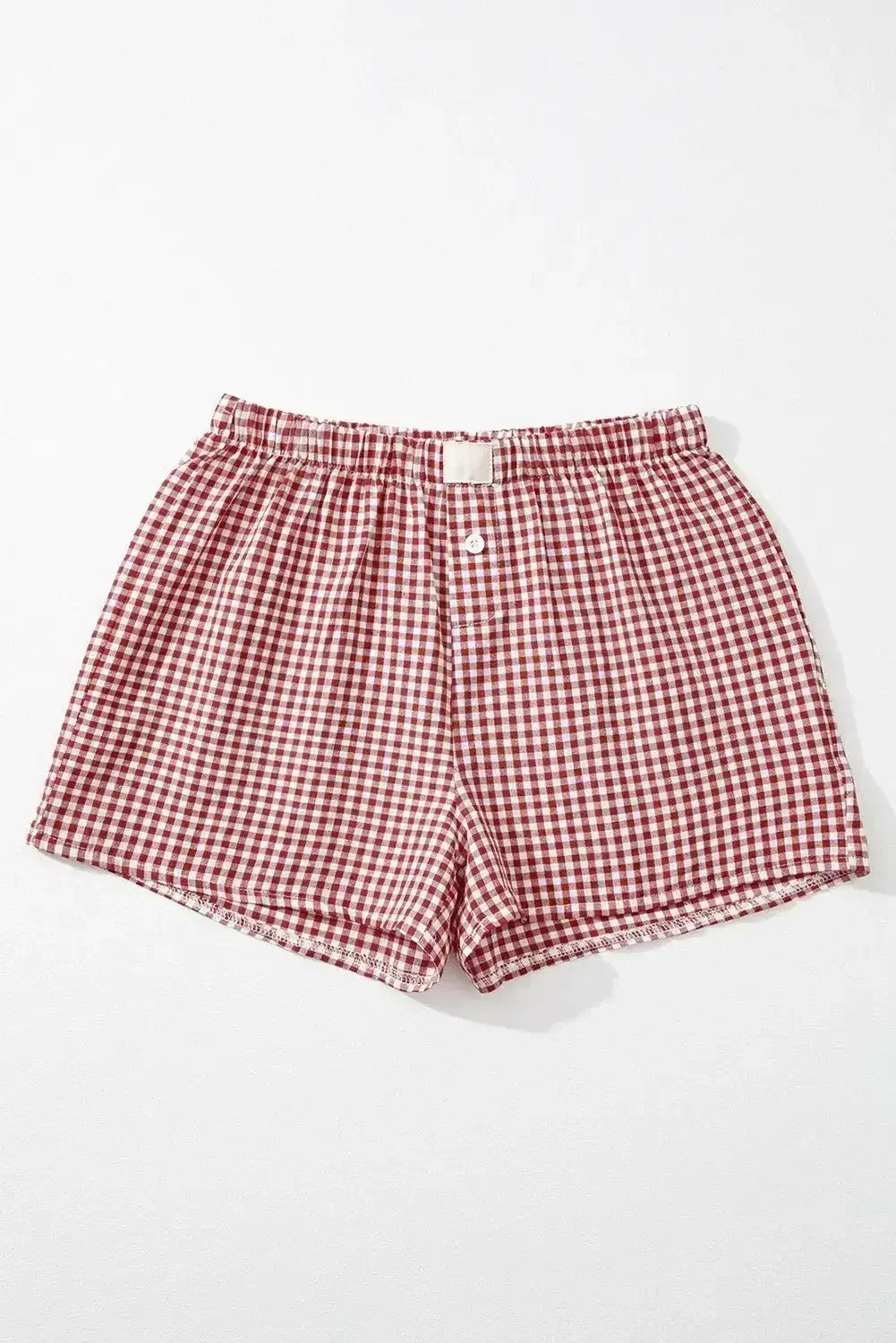 Blue Vintage Gingham Print High Waisted Loose Shorts - Femstylo