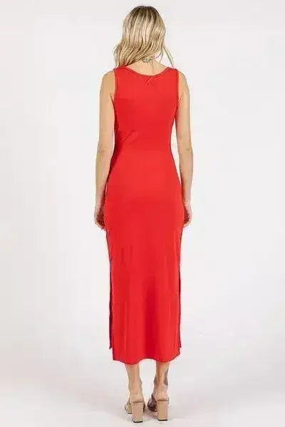 Mittoshop Side Slit Wide Strap Midi Tank Dress - Femstylo