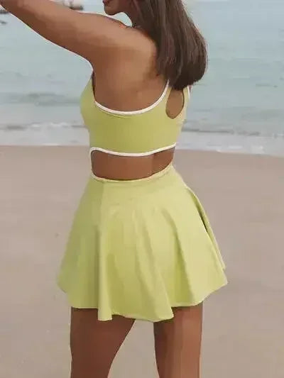 Wide Strap Active Dress with Unitard Liner - Femstylo