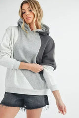 Aemi + Co Color Block Hoodie with Kangaroo Pocket - Femstylo