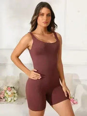 Scoop Neck Wide Strap Active Romper - Femstylo