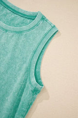 Beau Blue Mineral Wash Pocket Tank Mini Dress - Femstylo