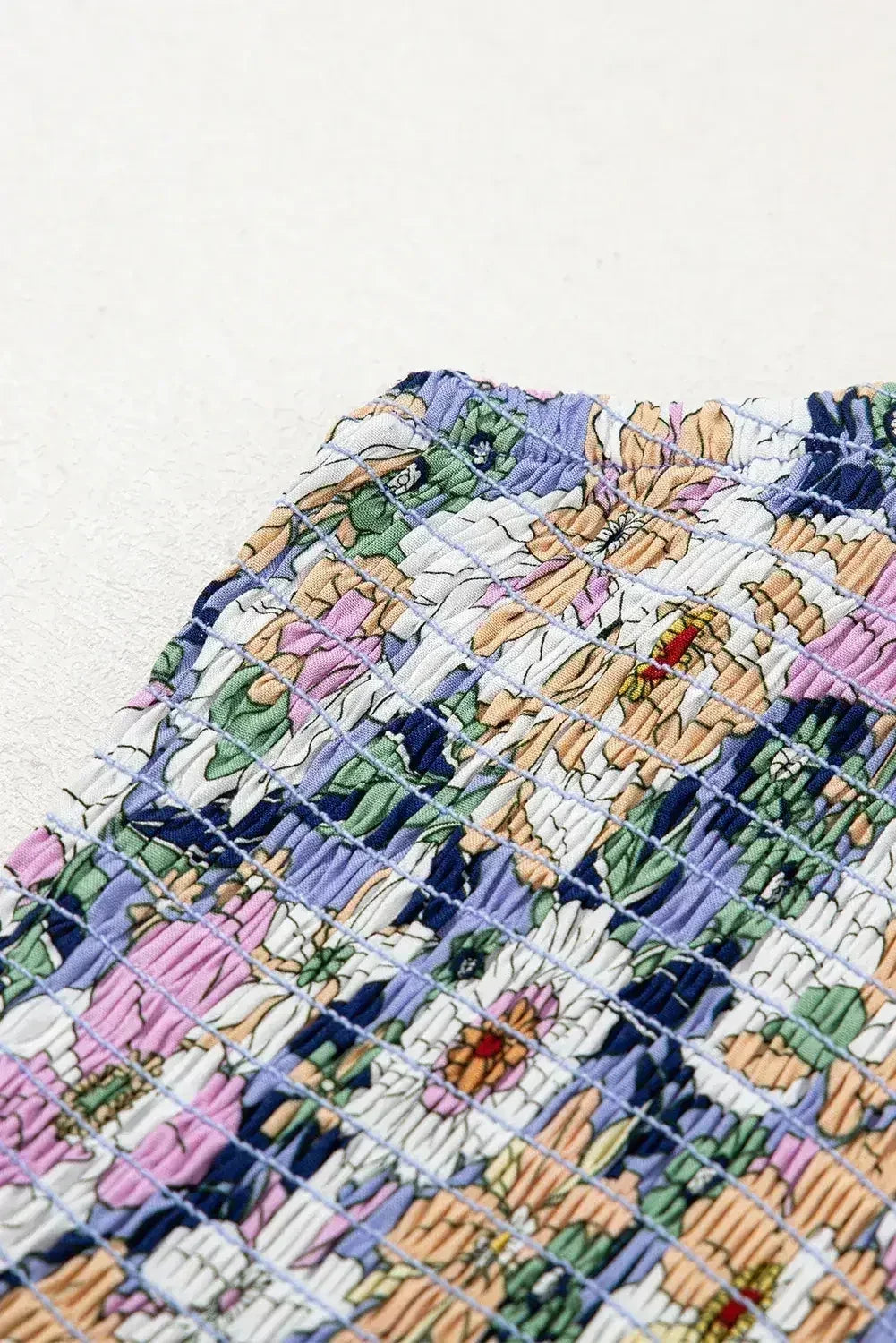 Purple Floral Square Neckline Stretch High Waist Jumpsuit - Femstylo