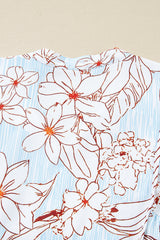 Brown Floral Print Tie Neck Long Sleeve Mini Dress