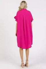 Mittoshop Button Down Flounce Sleeve Dress with Pockets - Femstylo