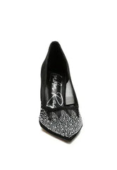 High Ball Mesh Rhinestone Stiletto Pumps - Femstylo