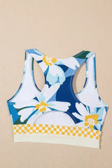 Green Floral Print Racerback High Waist Bikini Swimwear - Femstylo