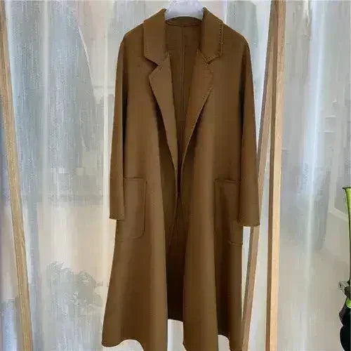 Water Ripple Cashmere Women's Long Reversible Coat – Luxury & - Femstylo