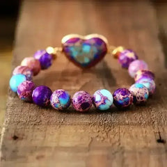 Imperial Jasper Purple Heart Bracelet - Femstylo