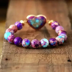 Imperial Jasper Purple Heart Bracelet - Femstylo